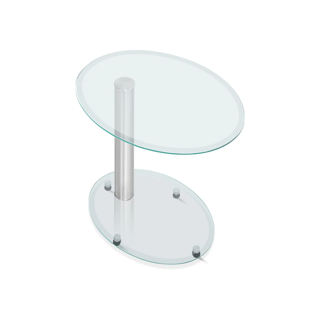 Ismarius Coffee Table Oval Tempered Glass Side End Beside Tables Cafe 45cm - Nurns