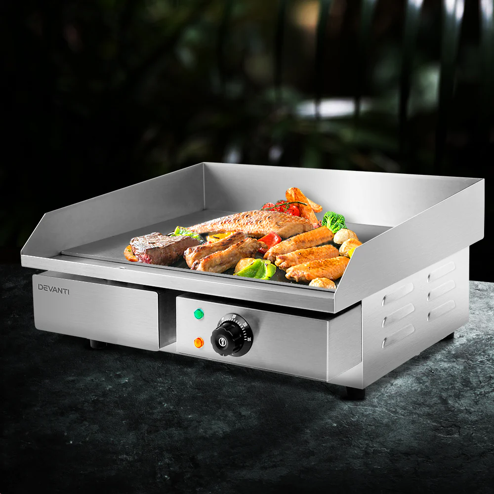 Commercial Electric Griddle 55cm BBQ Grill Plate 3000W - Nurns