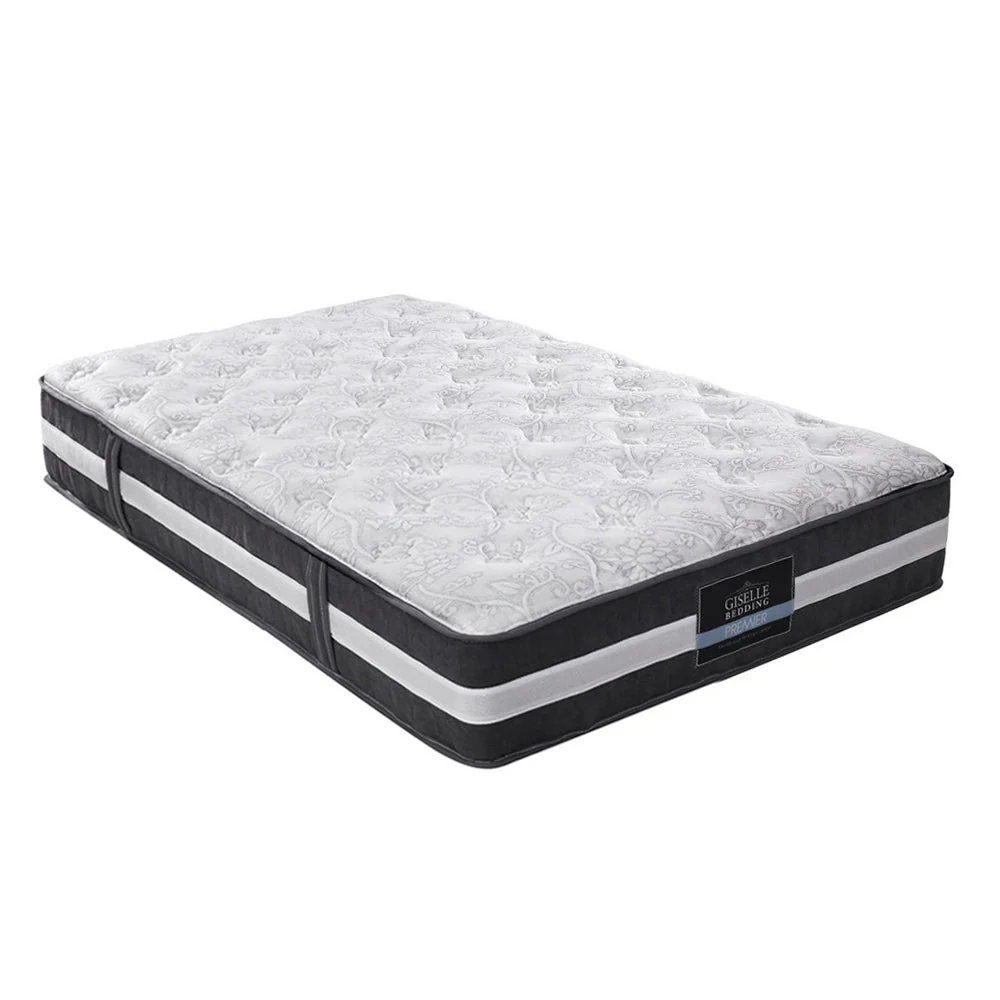 Apache Bed & Mattress Package with 30cm Mattress with Trundle Bed - Black King Single - Nurns