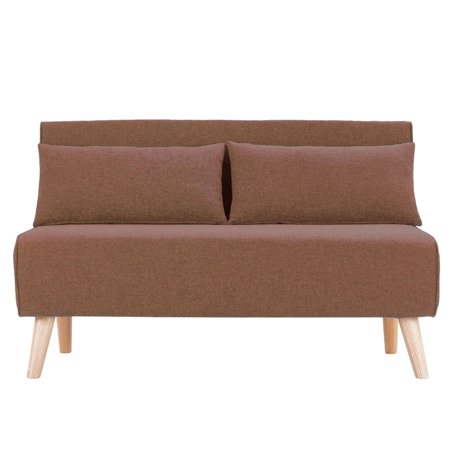 Mallory 2-Seater Faux Linen Adjustable Sofa Bed Lounge - Brown - Nurns