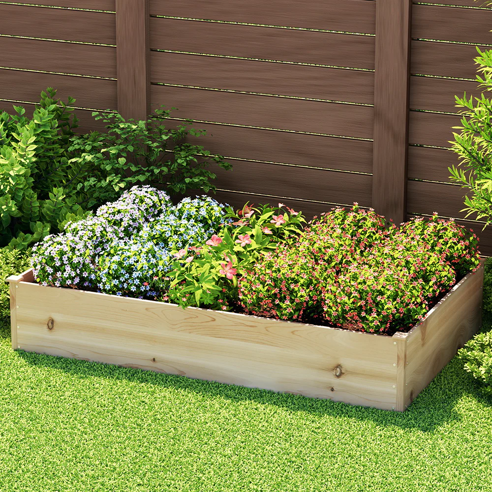 Garden Bed 150x90x30cm Wooden Planter Box Raised Container Growing - Nurns