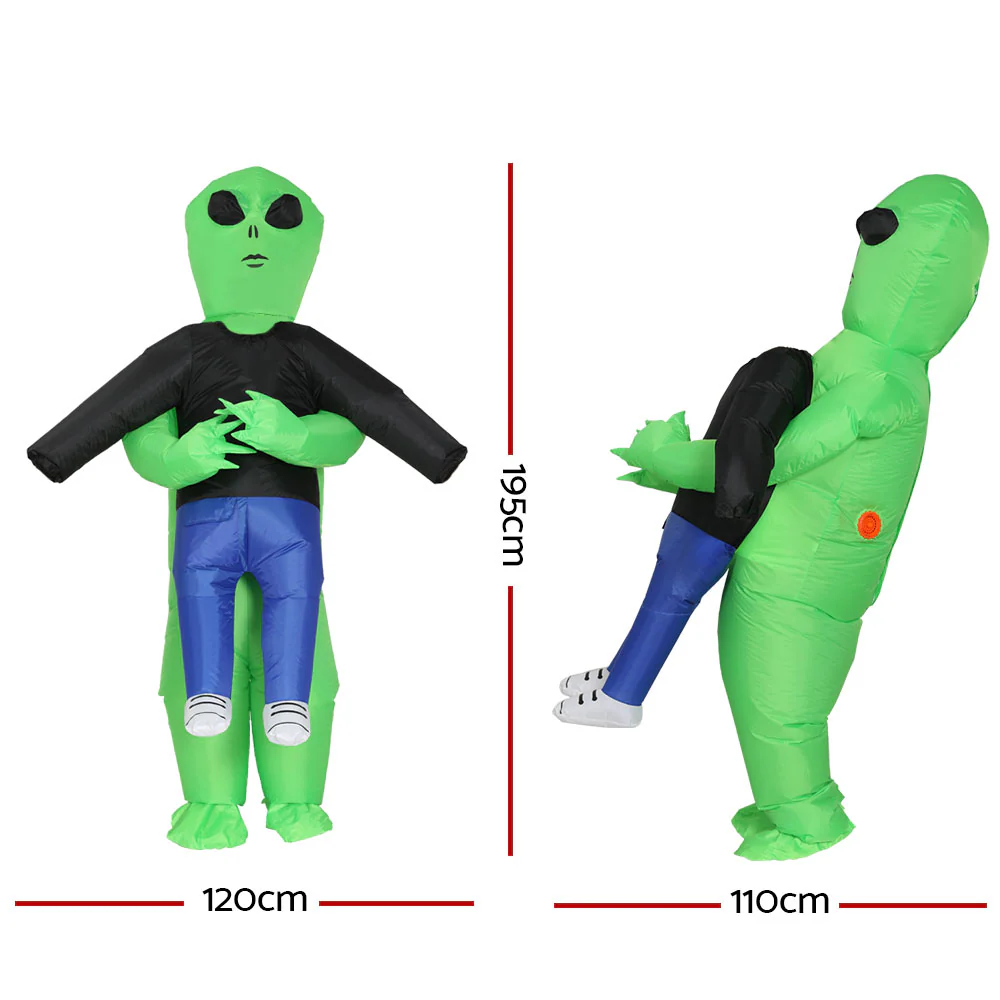 Inflatable Green Alien Costume Adult Suit Blow Up Party Fancy Dress Halloween Cosplay - Nurns