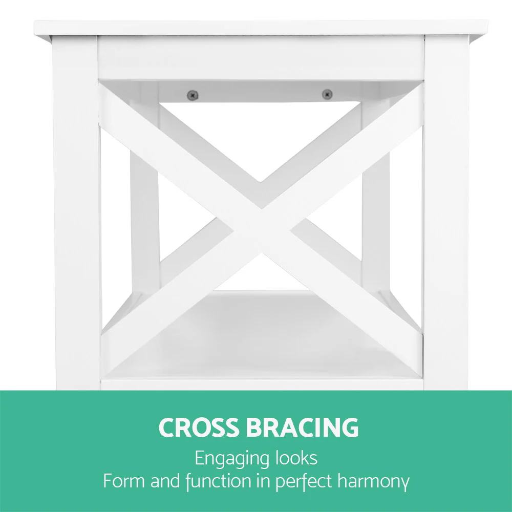 Quillon Wooden 3-tier Console Table - White Polly - Nurns