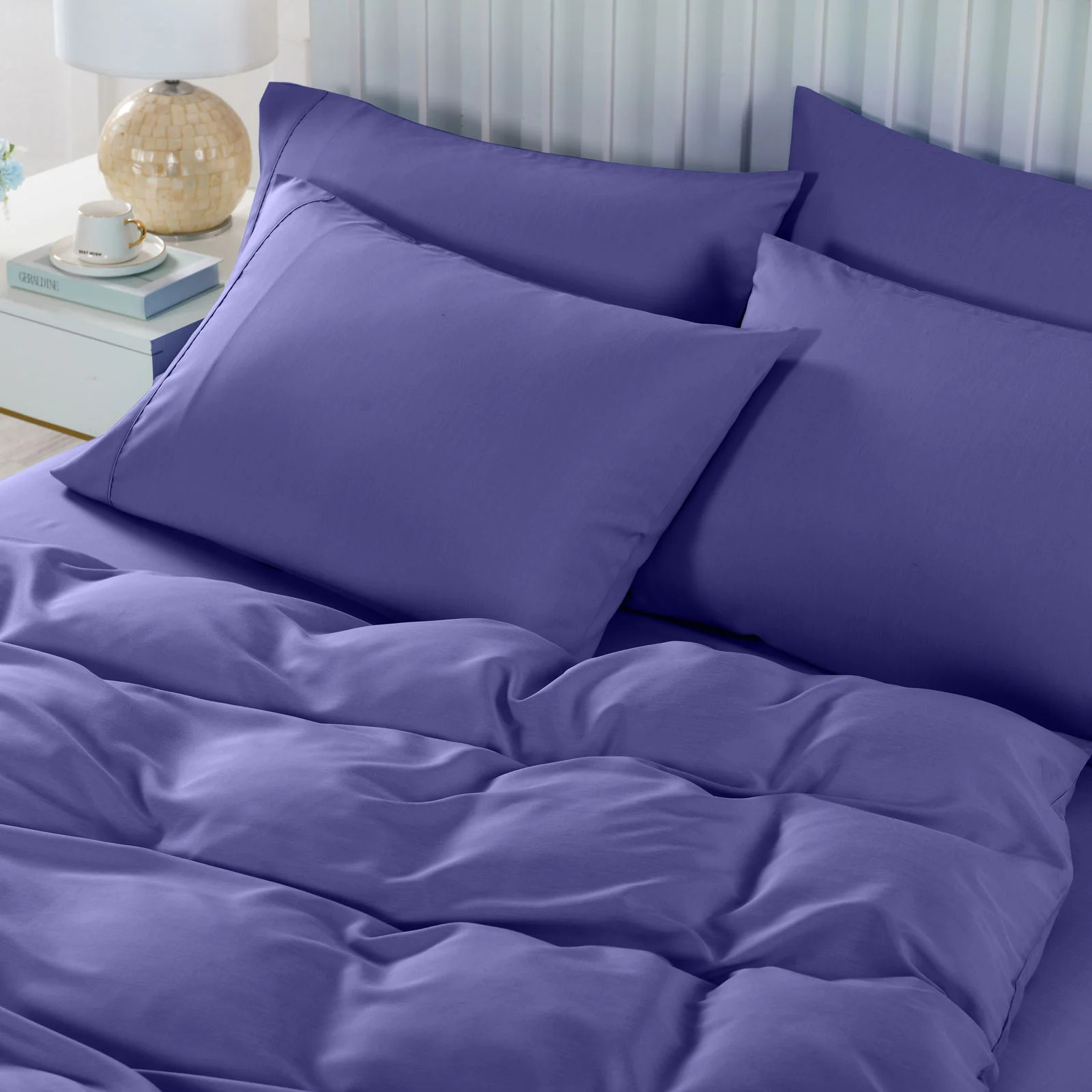 DOUBLE 2000TC Bamboo Cooling 6-Piece Bedding Combo Set - Royal Blue - Nurns