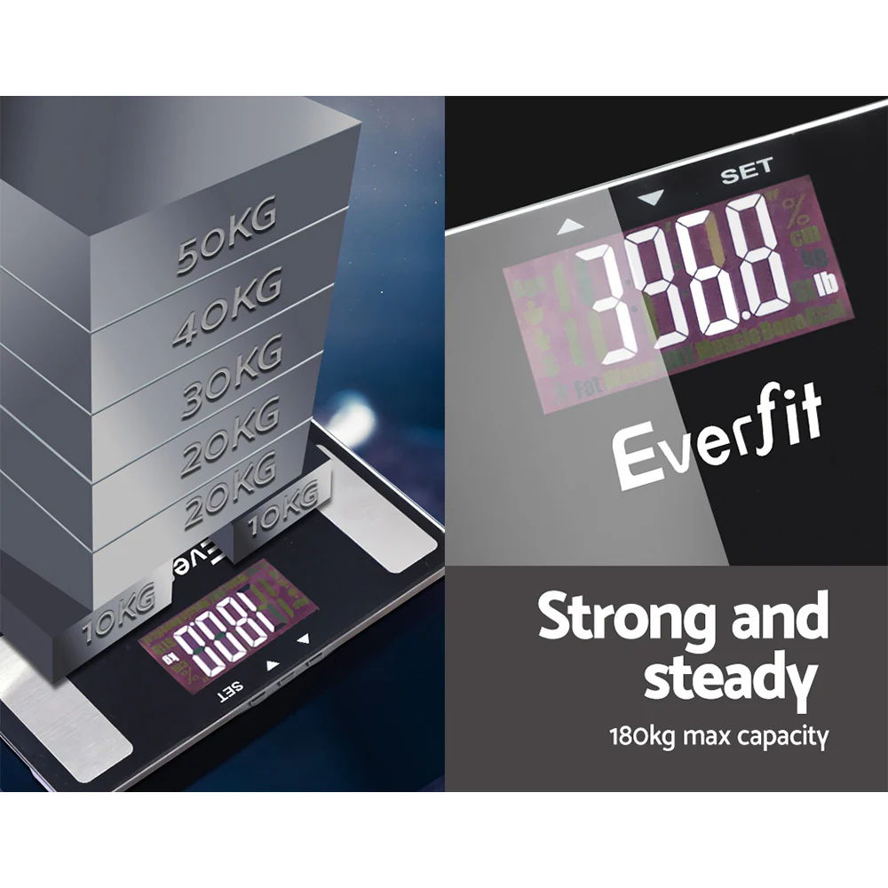 Electronic Digital Bathroom Scales Body Fat Scale Bluetooth Weight 180KG - Nurns