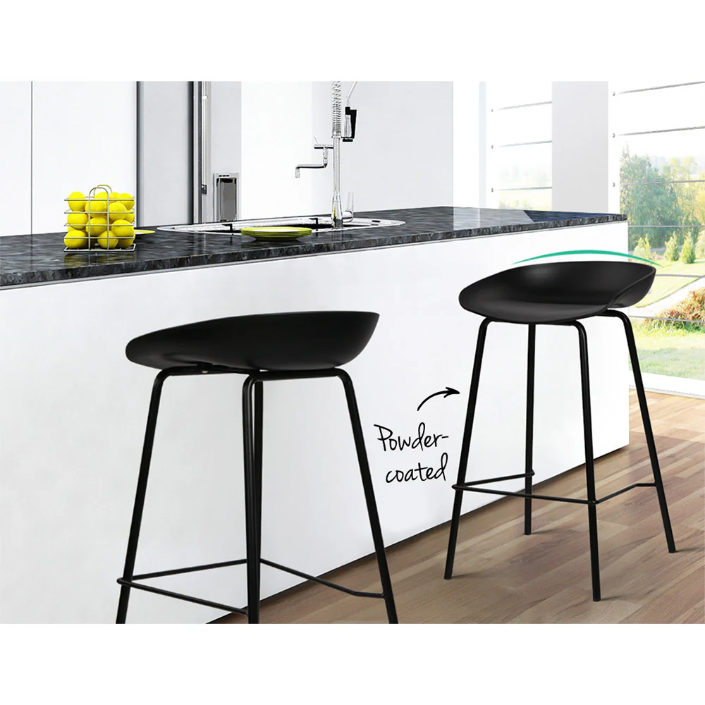 Set of 2 Koropi Metal Bar Stools - Black - Nurns