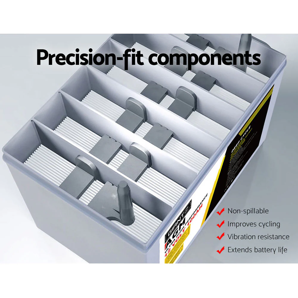 Set of 2 Deep Cycle Battery 12V 100Ah Portable Solar Caravan Camping - Nurns