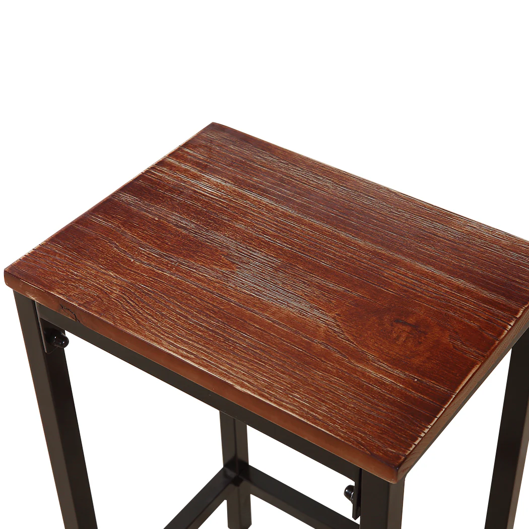 Set of 2 Belgrade Bar Stools Stool Kitchen Wooden Chair Dining Metal Industrial Barstools - Oak - Nurns