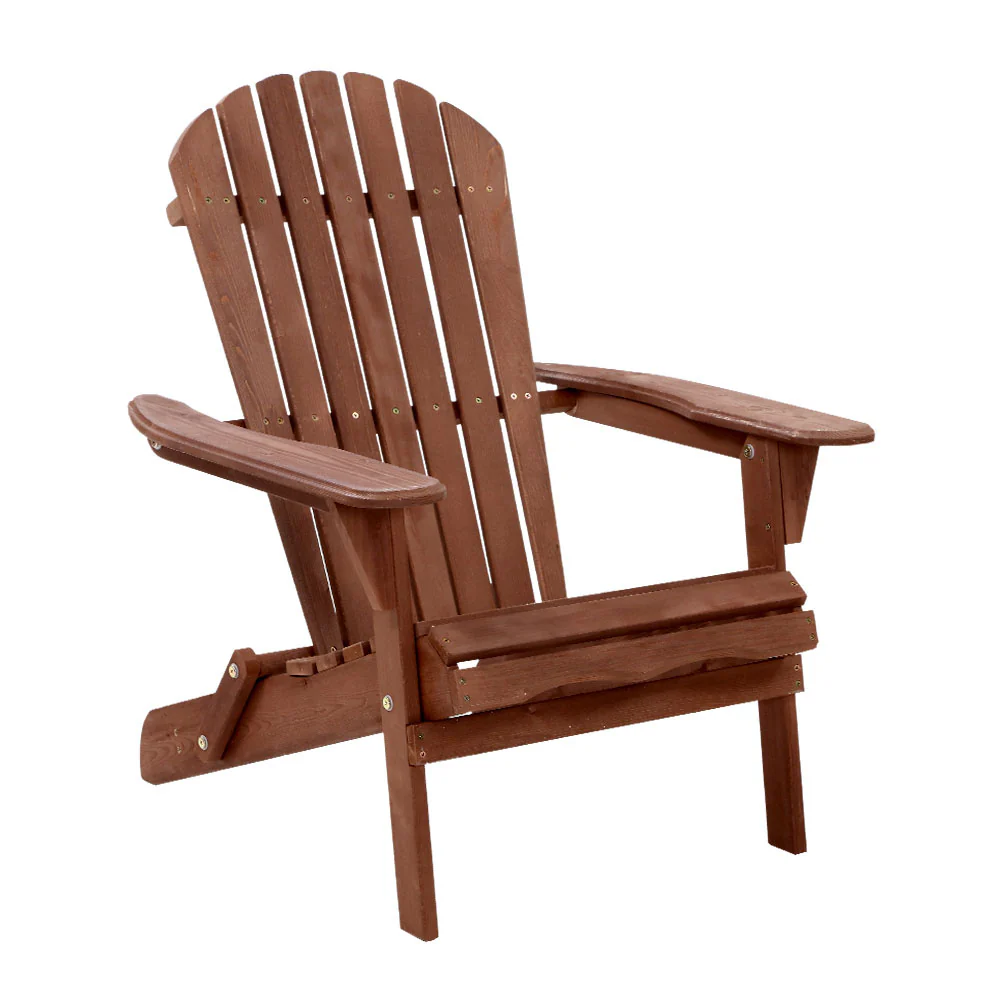 Adirondack Gardeon Outdoor Chairs Wooden Foldable Beach Chair Patio Furniture Brown - Nurns