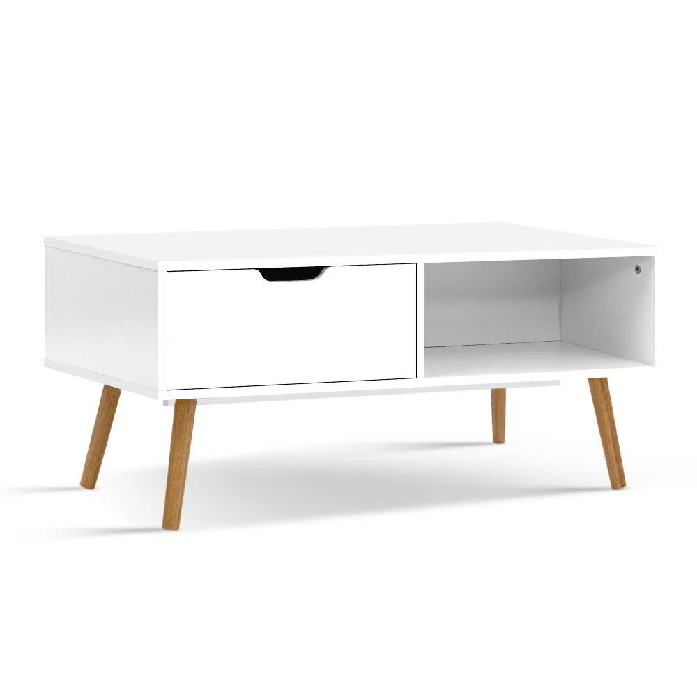 Ibycus Coffee Table with Storage Drawer - White - Nurns