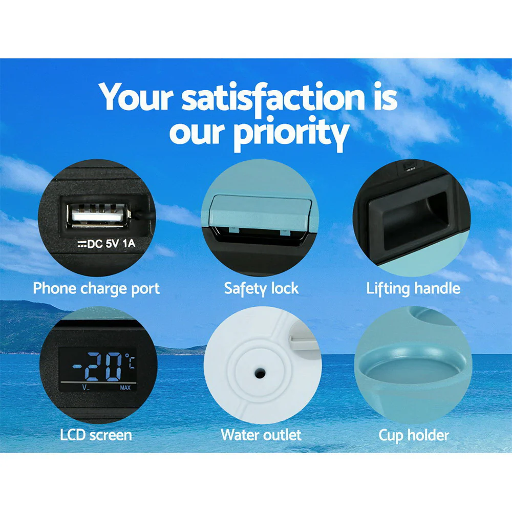 Glacio 50L Portable Fridge Freezer Fridges Cooler Camping 12V/24V/240V Caravan - Nurns