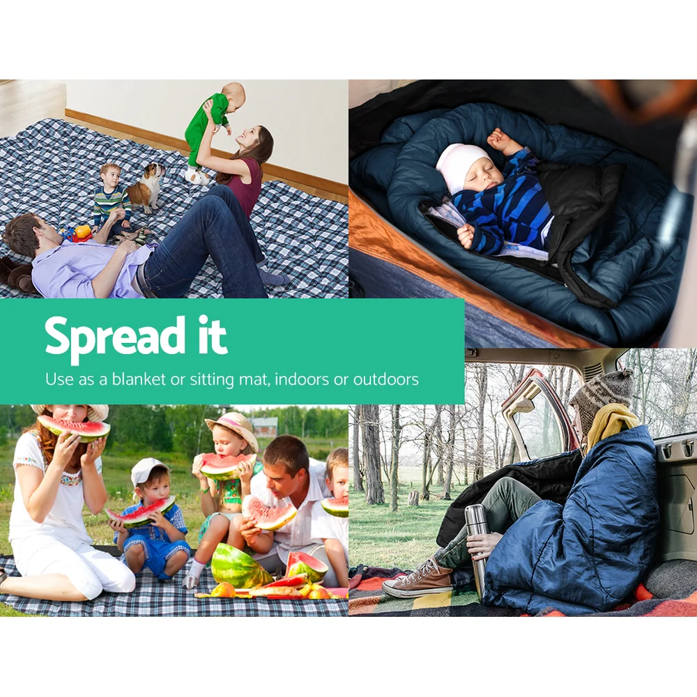 Sleeping Bag Single Thermal Camping Hiking Tent Blue - Nurns