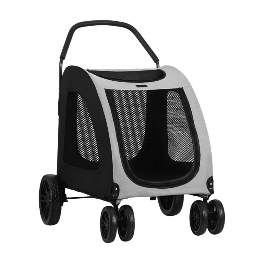 Pet Dog Stroller Pram Large Carrier Cat Travel Foldable Strollers 4 Wheels - Nurns