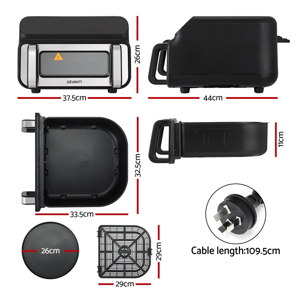 Devanti Air Fryer 10L LCD Kitchen Oven - Nurns