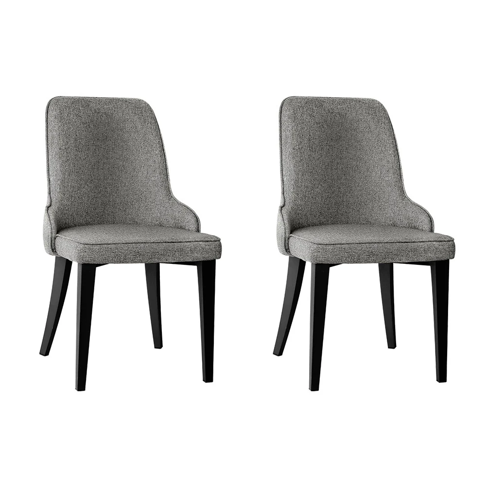 Kimber Set of 2 Dining Chairs Linen Fabric - Grey - Nurns