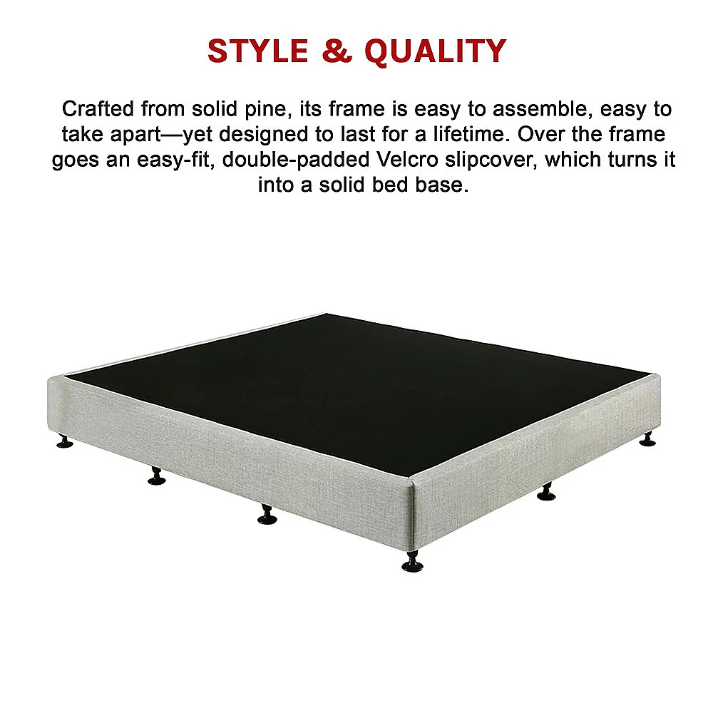 Aisha Ensemble Bed Base Linen Fabric - Light Grey King - Nurns