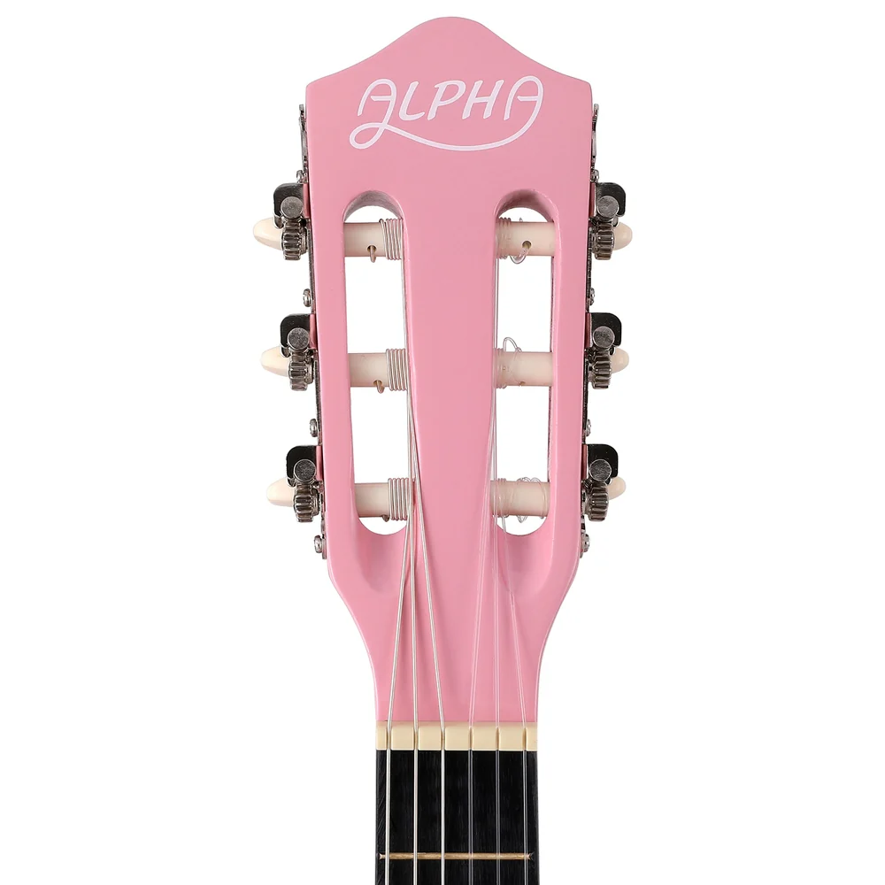 Alpha 34 Inch Classical Guitar Wooden Body Nylon String Beginner Kids Gift Pink - Nurns