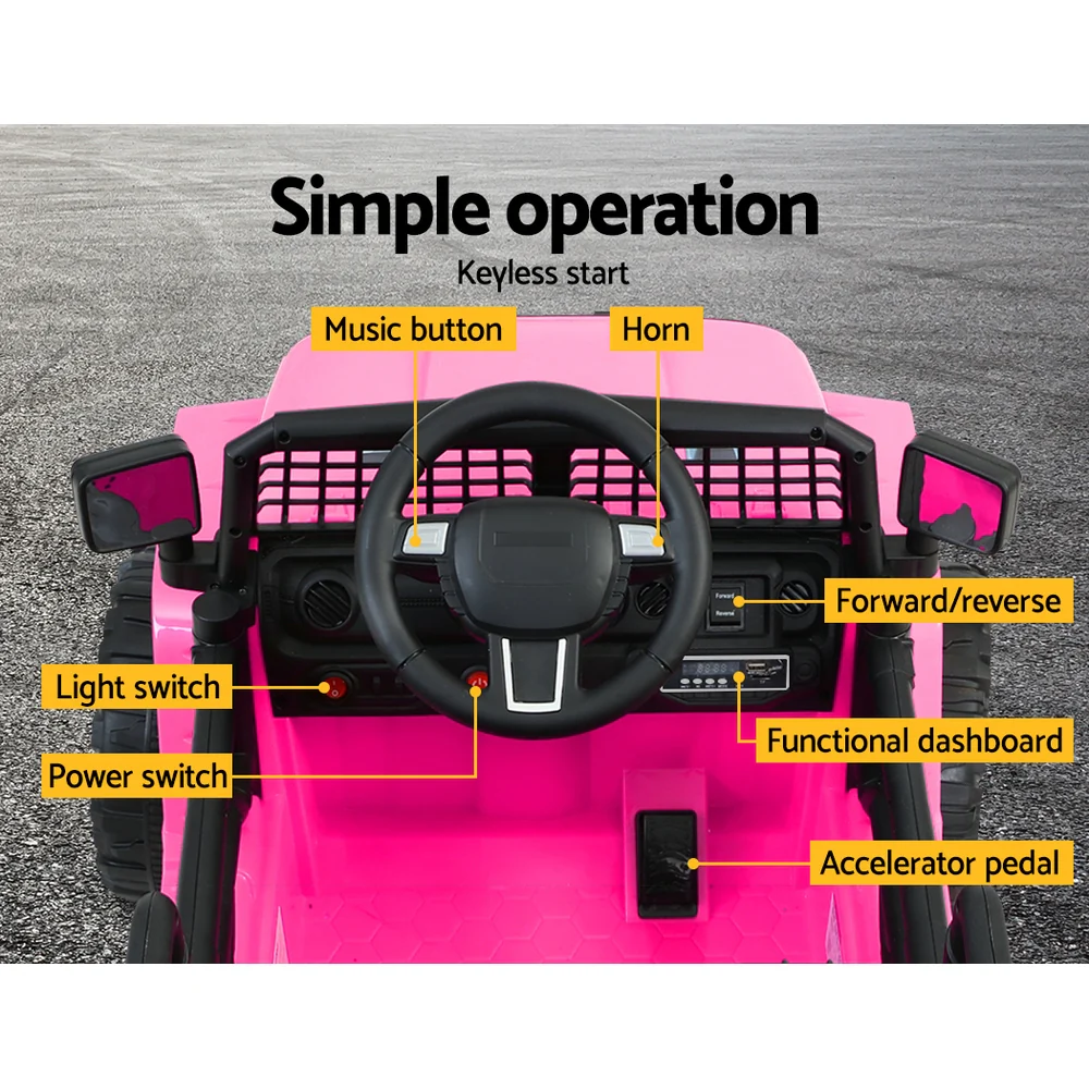 Kids Electric Ride On Car Jeep Toy Cars Remote 12V - Pink - Nurns