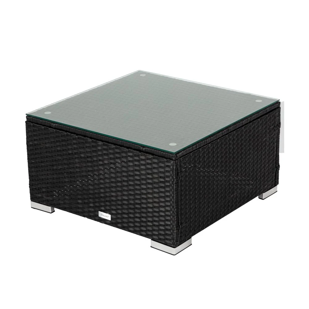 Shannon 6-Seater Large Modular Ottoman Outdoor Lounge Set - Black - Nurns