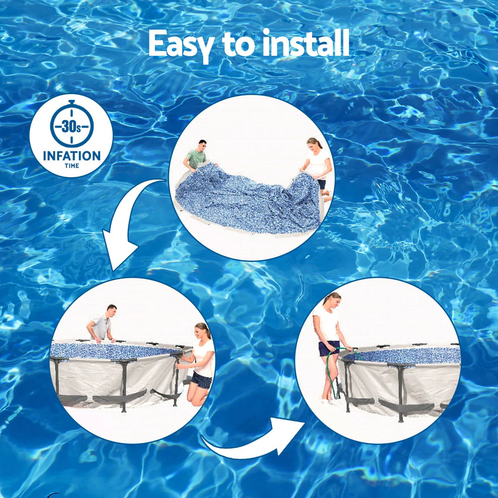 Bestway Swimming Pool 366x76cm Steel Frame Round Above Ground Pools w/ Filter Pump 6473L - Nurns