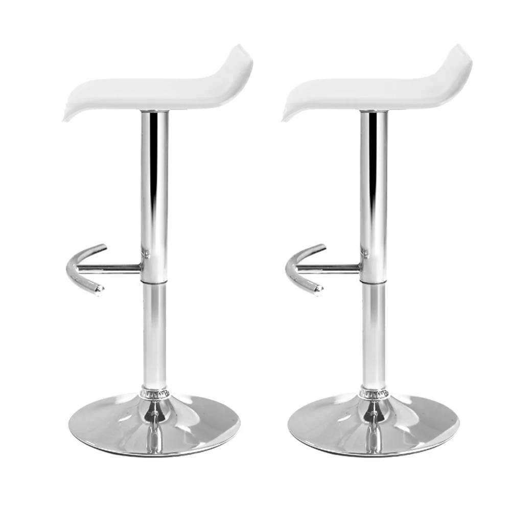 Set of 2 Terni PU Leather Wave Style Bar Stools - White - Nurns