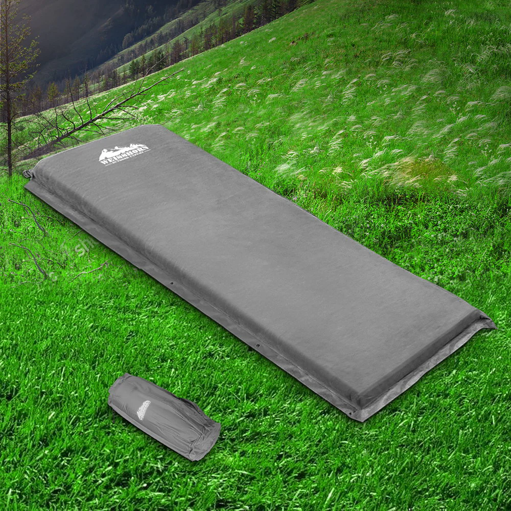 Self-Inflating Mattress Camping Sleeping Mat Air Bed Single Grey - Nurns