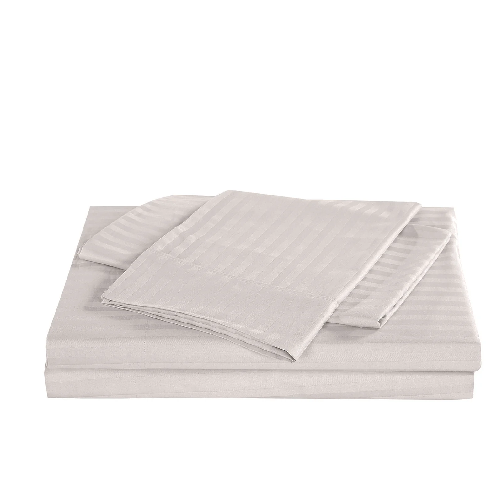 Double Kensington 1200TC Cotton Sheet Set Stripe - Silver Grey - Nurns