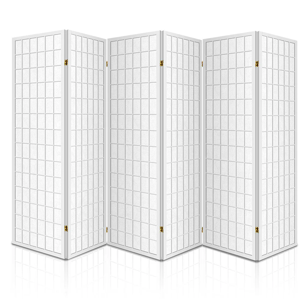 6 Panel Room Divider Screen 261x179cm - White - Nurns