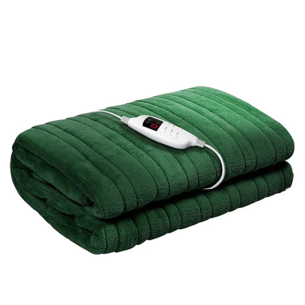 Watson Electric Throw Soft Blanket Rug Heated Washable Snuggle Flannel Winter - Green - Nurns