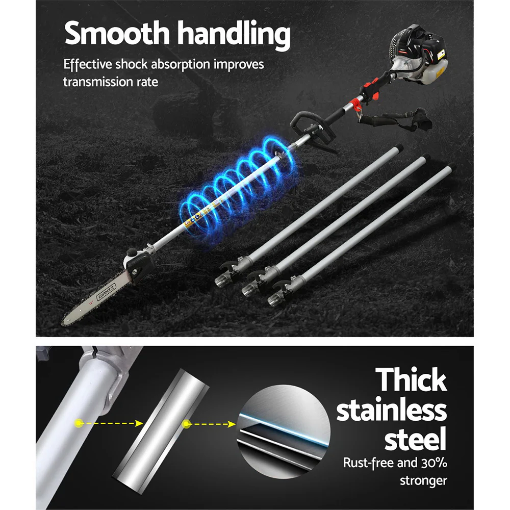 62CC Pole Chainsaw Hedge Trimmer 12in Chain Saw 5.6m Long Reach - Nurns