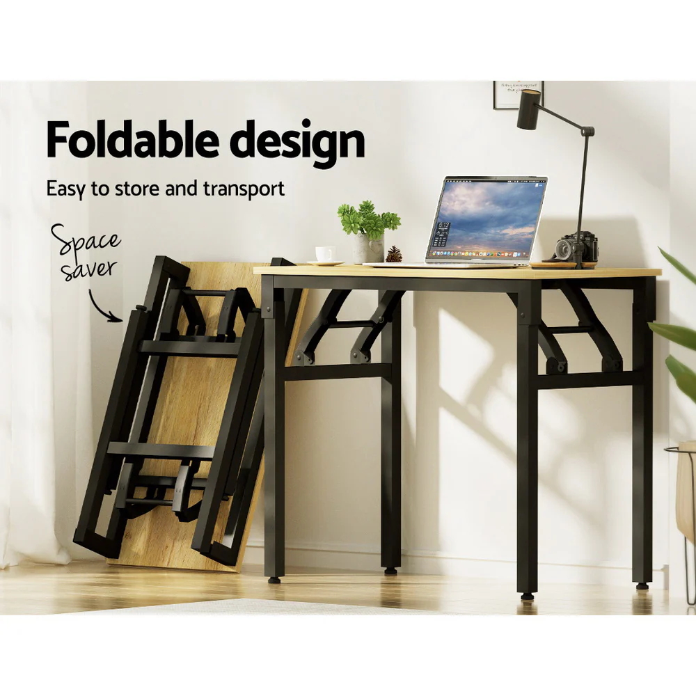 Artiss Computer Desk Laptop Table Bookshelf Desk Storage Rack Office Study Oak - Nurns