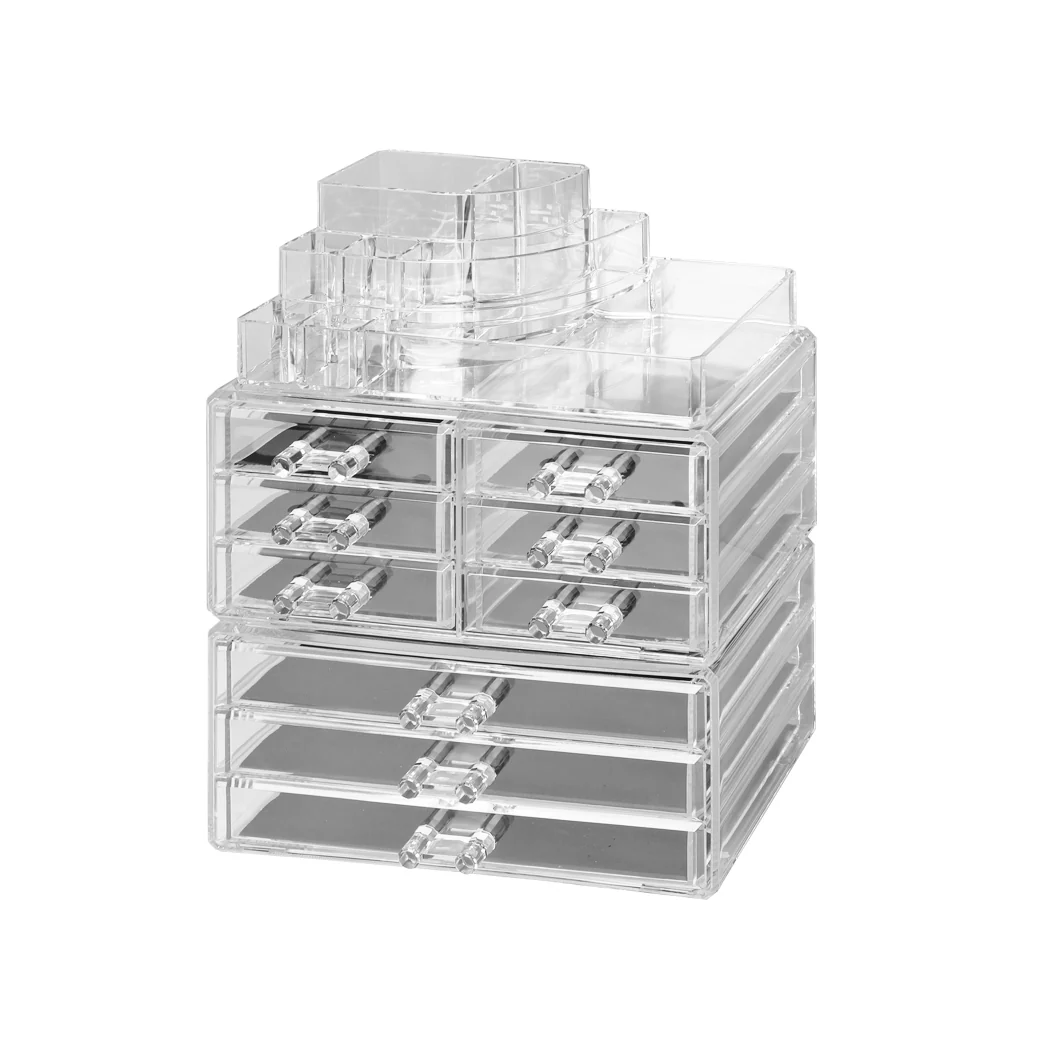 9 Drawer Clear Makeup Organizer Acrylic Cosmetic Jewellery Storage Box - Nurns
