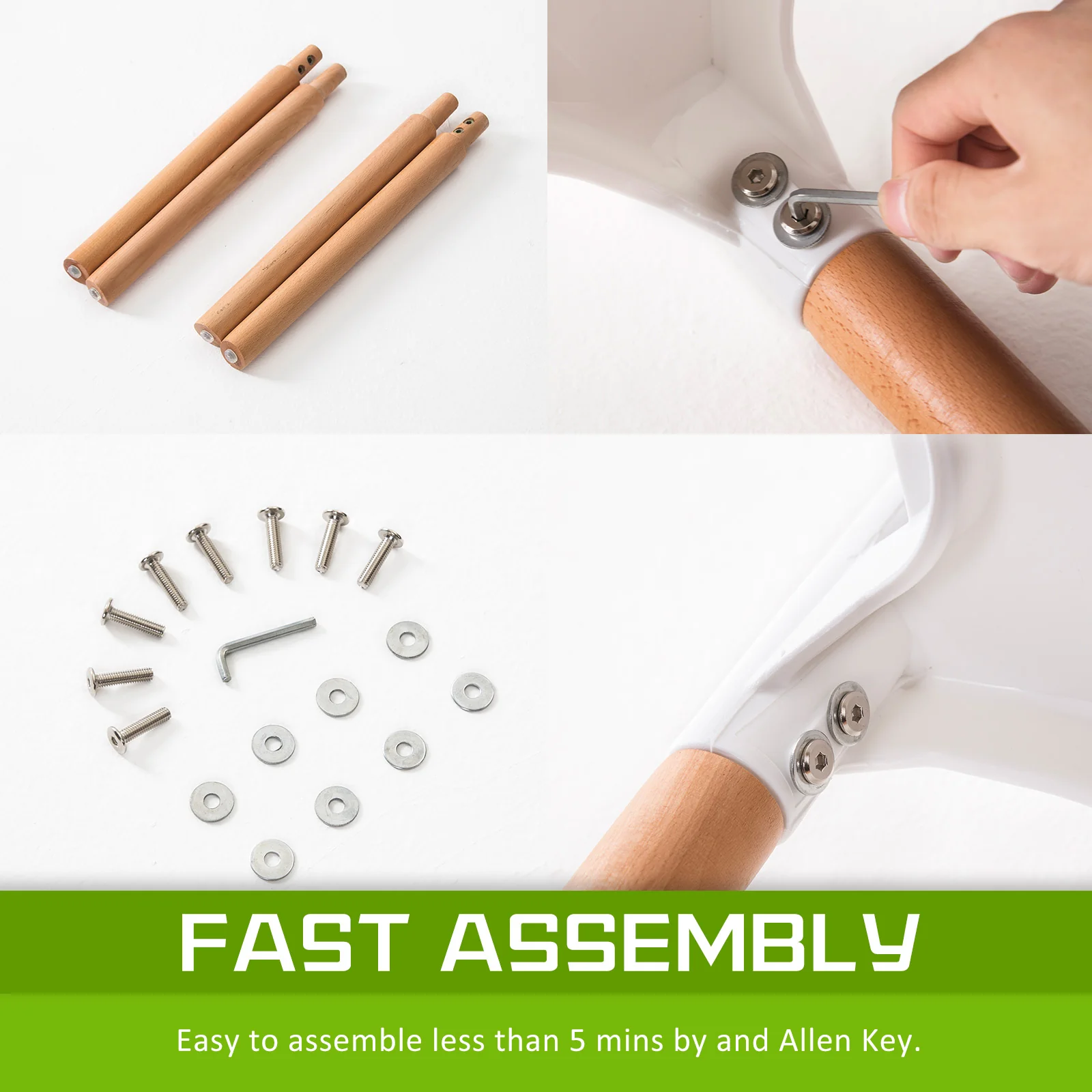 Mabel Set of 4 Retro Belloch Stackable Dining Cafe Chair - White - Nurns