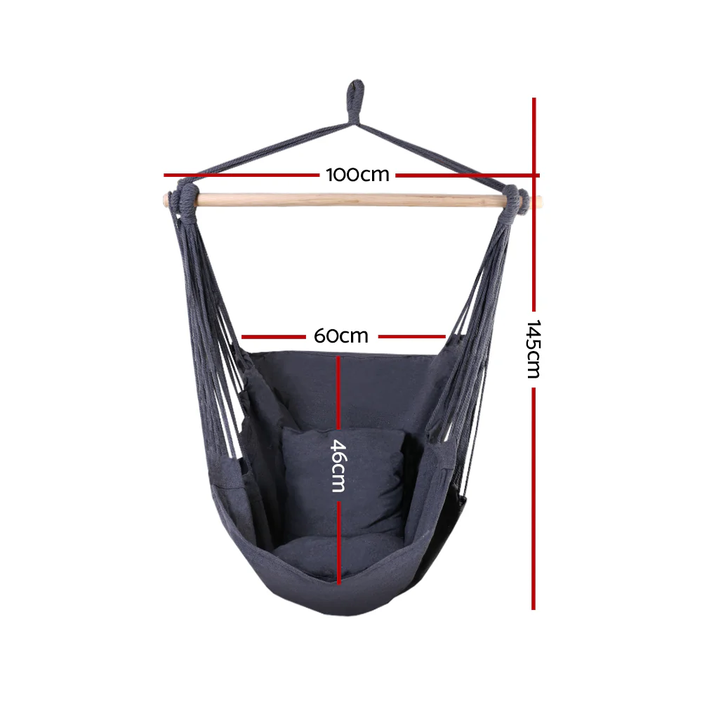 Hammock Chair Outdoor Camping Hanging Hammocks Cushion Pillow - Grey - Nurns