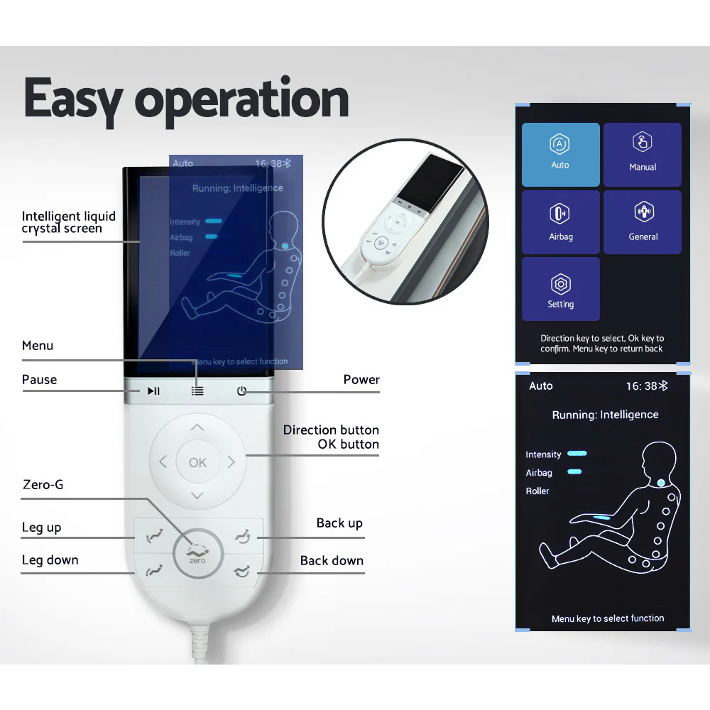 Kirin Massage Chair Electric Recliner Zero Gravity Massage Chair Deluxe - Black - Nurns