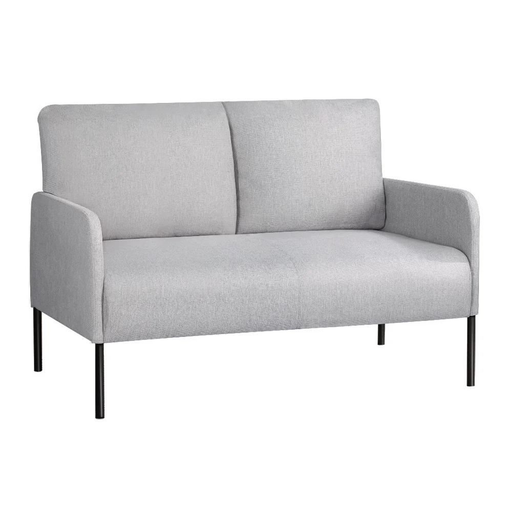Myrtle 2-Seater Sofa Accent Chair Loveseat Linen Fabric Metal Leg - Grey - Nurns