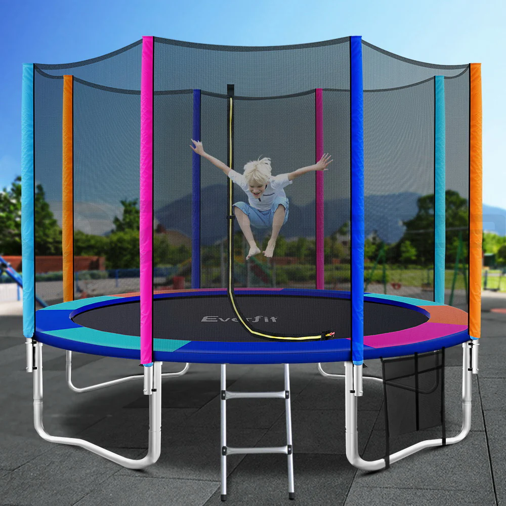 Everfit Trampoline for Kids 12FT with Ladder Enclosure Safety Net Pad Gift Round - Nurns
