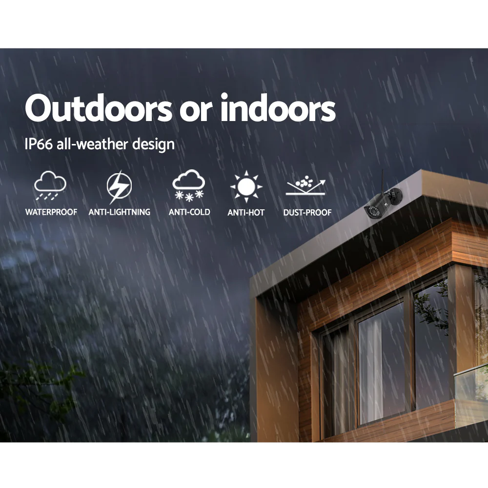 CCTV Wireless Security Camera System 8CH Home Outdoor WIFI 6 Square Cameras Kit 1TB - Nurns