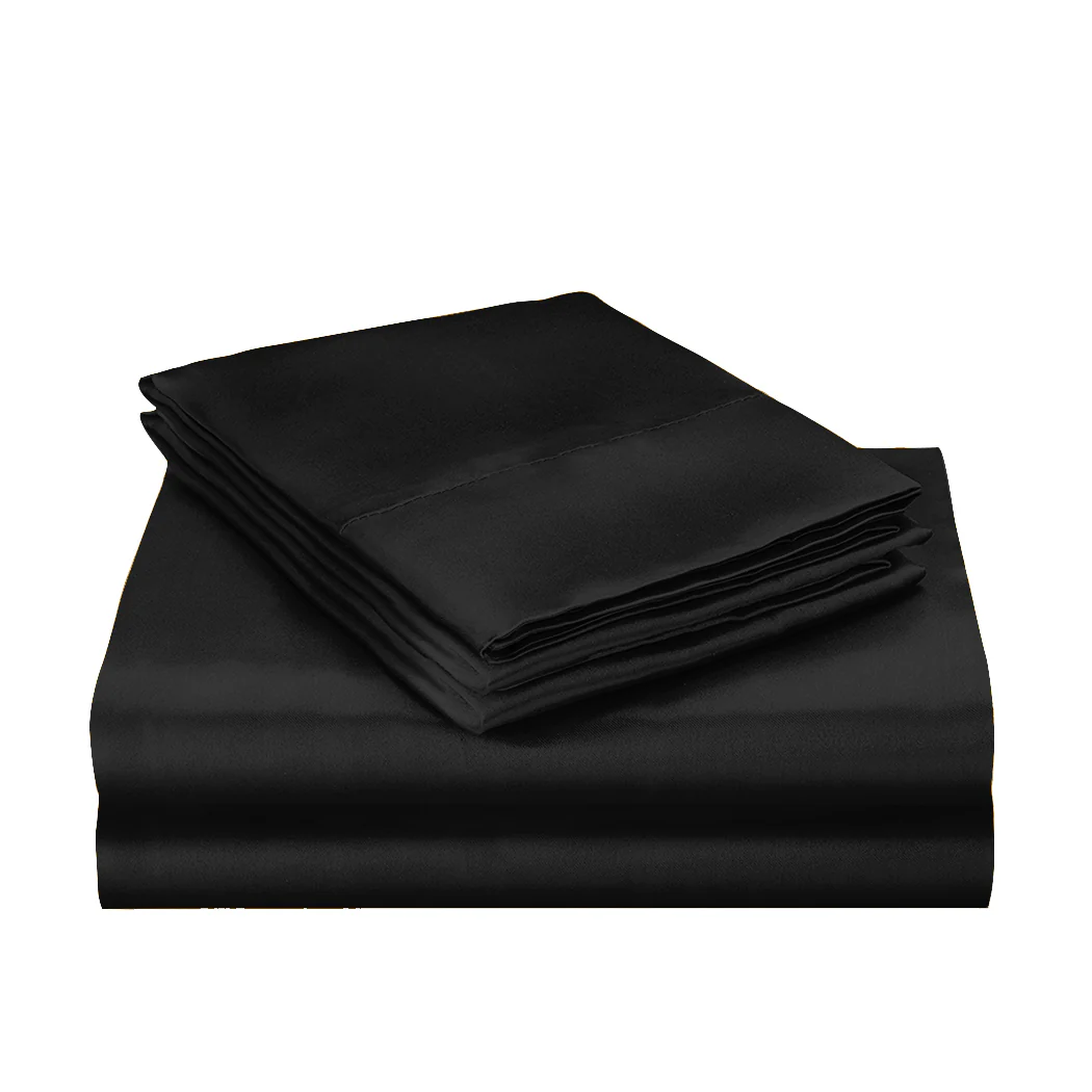 KING SINGLE Quilt Cover Set Bedspread Pillowcases - Summer Black - Nurns