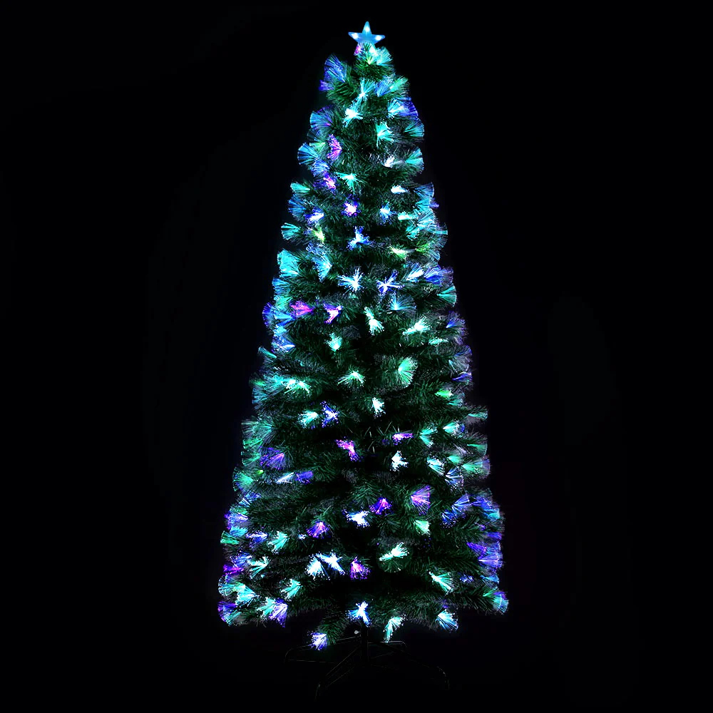 7ft 2.1m 270 Tips Christmas Tree xmas Multi Colour Lights Optic Fibre Multicoloured - Nurns