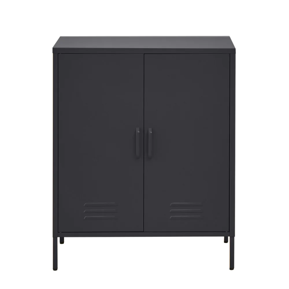 Ansel Buffet Sideboard Metal Cabinet - Charcoal - Nurns