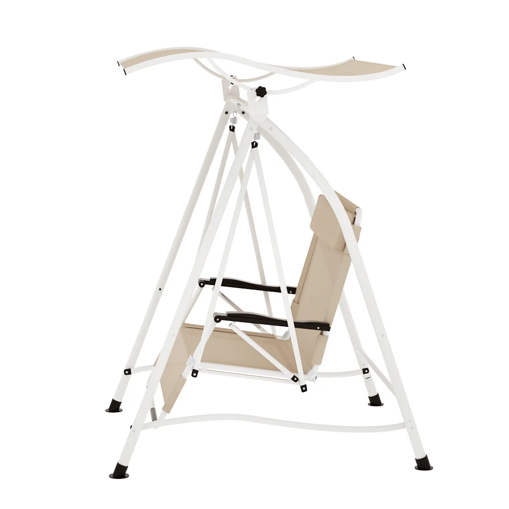 Evan Outdoor Swing Chair Garden Lounger Furniture Canopy 2 Seater - Beige - Nurns
