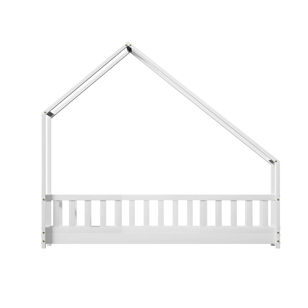 Mila Bed Frame Wooden Kids House - White Single - Nurns