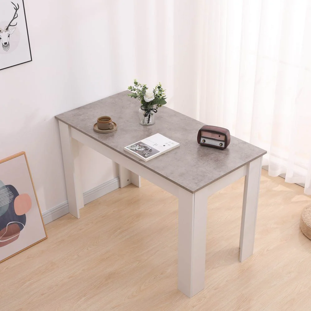 Dining Table Rectangular Wooden 120M - Grey & White - Nurns