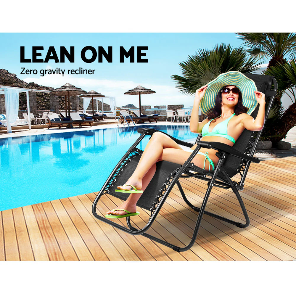 Loughton Zero Gravity Folding Recliner Outdoor Chair - Black - Nurns