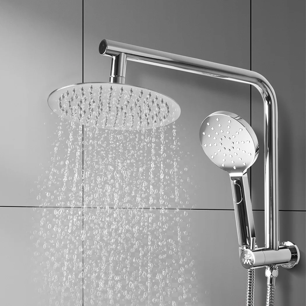 High Pressure Shower Head Set Rain Round - Silver - Nurns