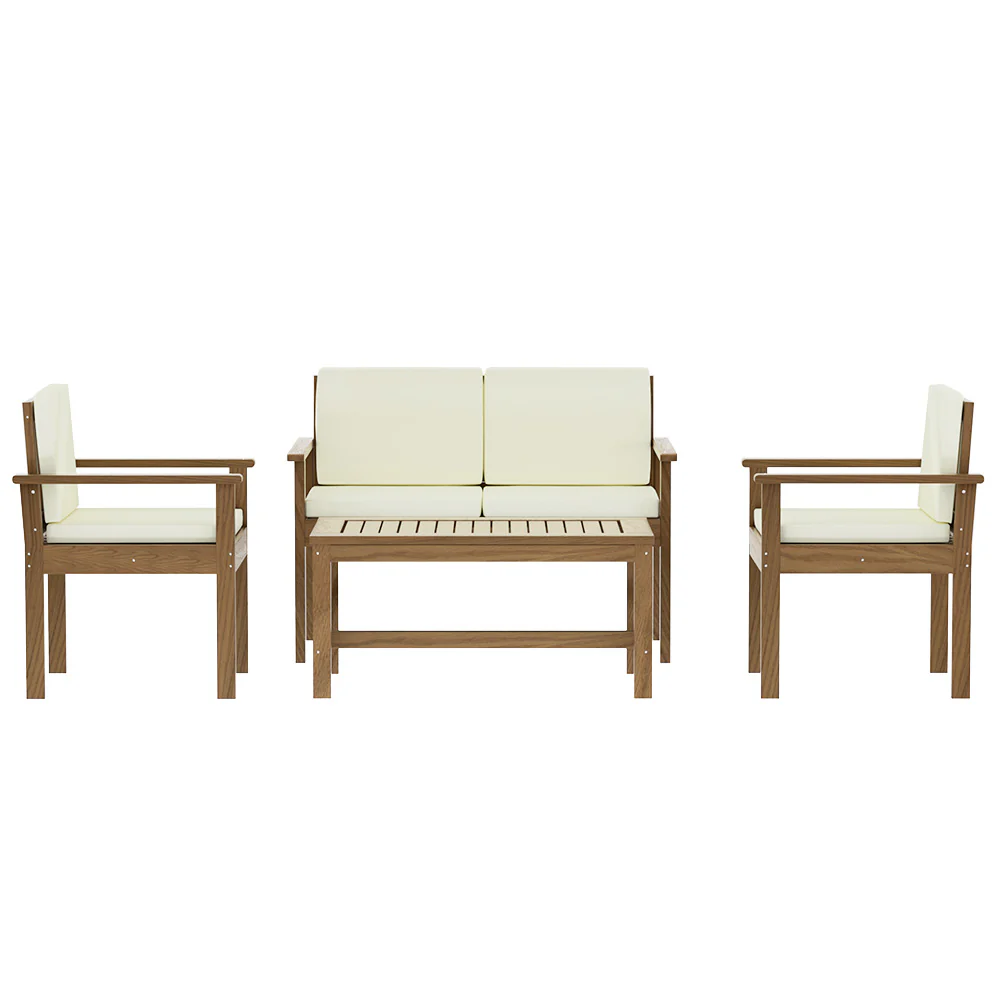 Iker 4-Seater Set Acacia Wood Lounge Setting Table Chairs 4-Piece Outdoor Sofa - Wood - Nurns