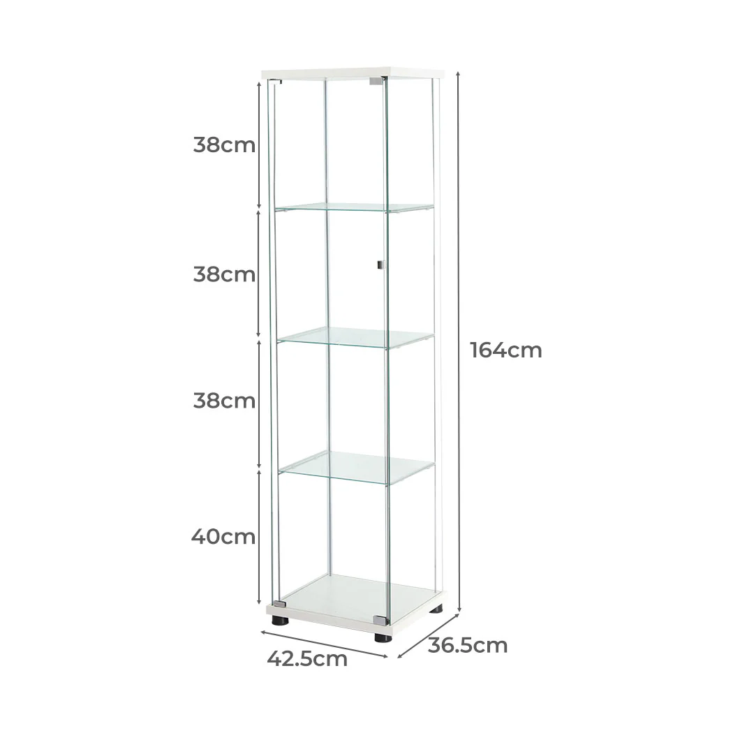 Stacked Display Cabinet Tempered Glass White - Nurns