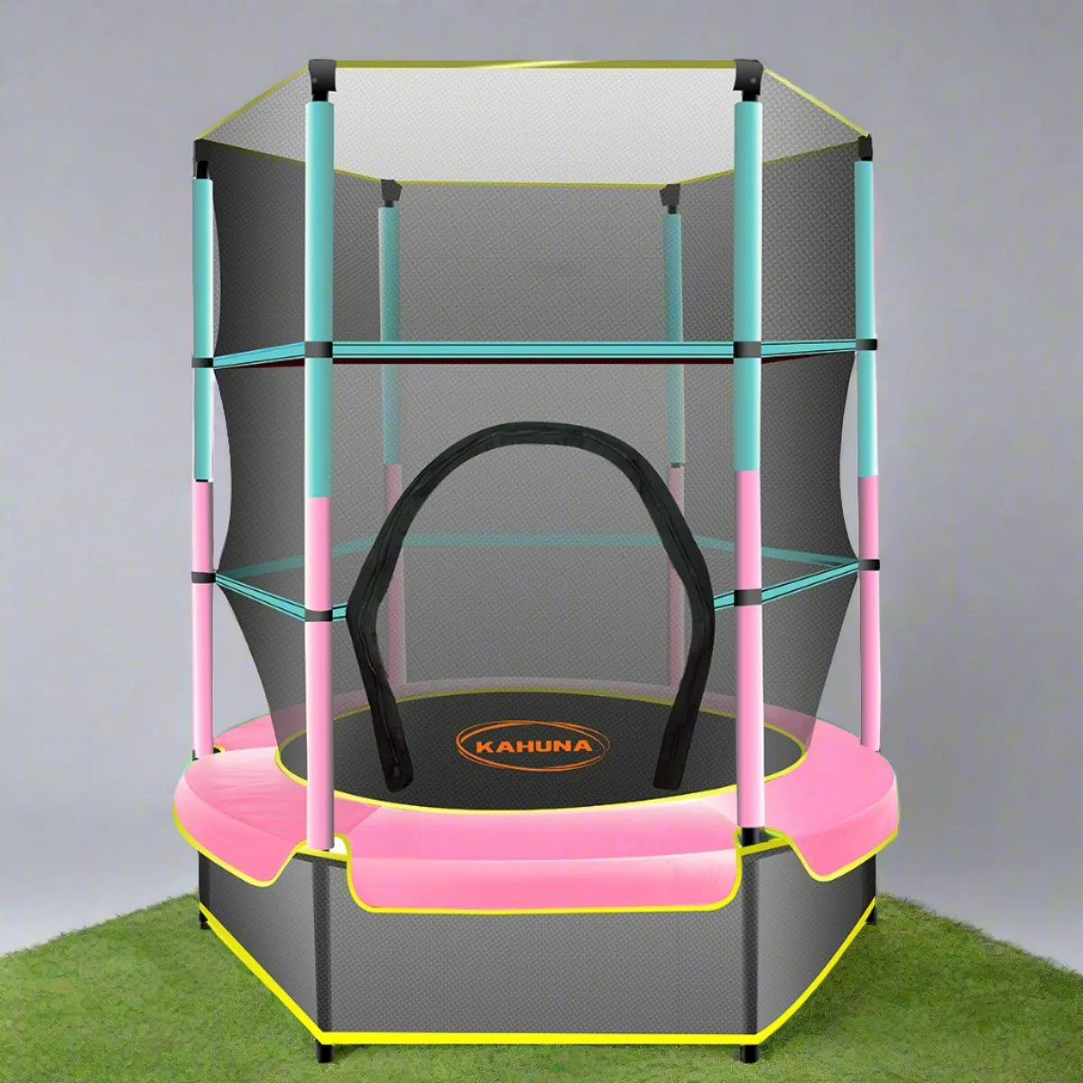 Kahuna Trampoline 4.5FT Round Free Safety Net Spring Pad Cover Mat Outdoor Green Pink - Nurns