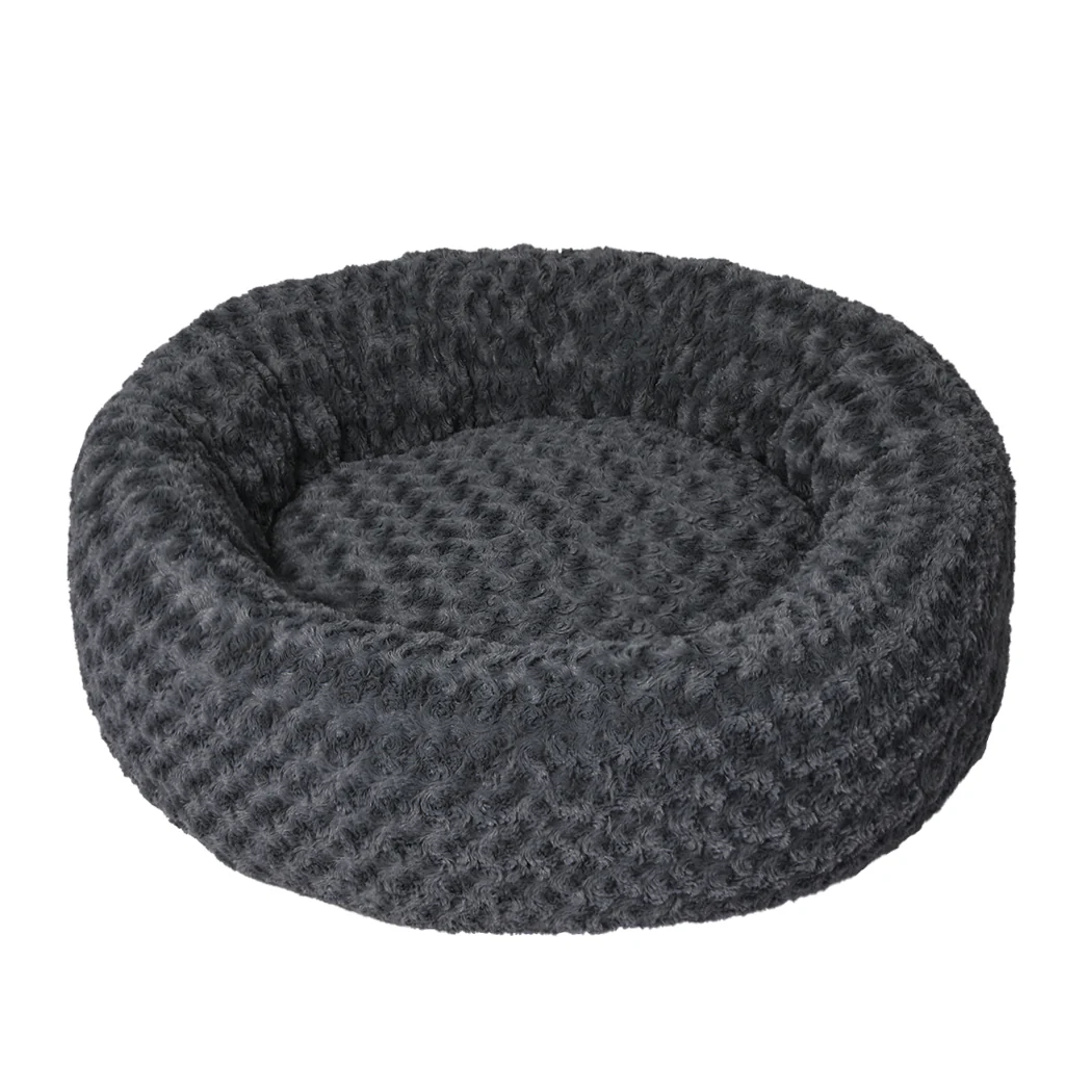 LARGE Dog Beds Calming Warm Soft Plush - Dark Grey - Nurns